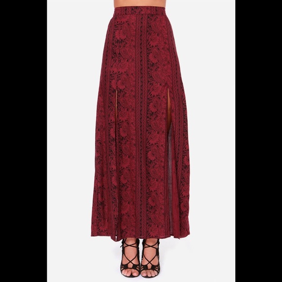 Billabong Never Look Back Wine Red Maxi Skirt - Picture 3 of 5